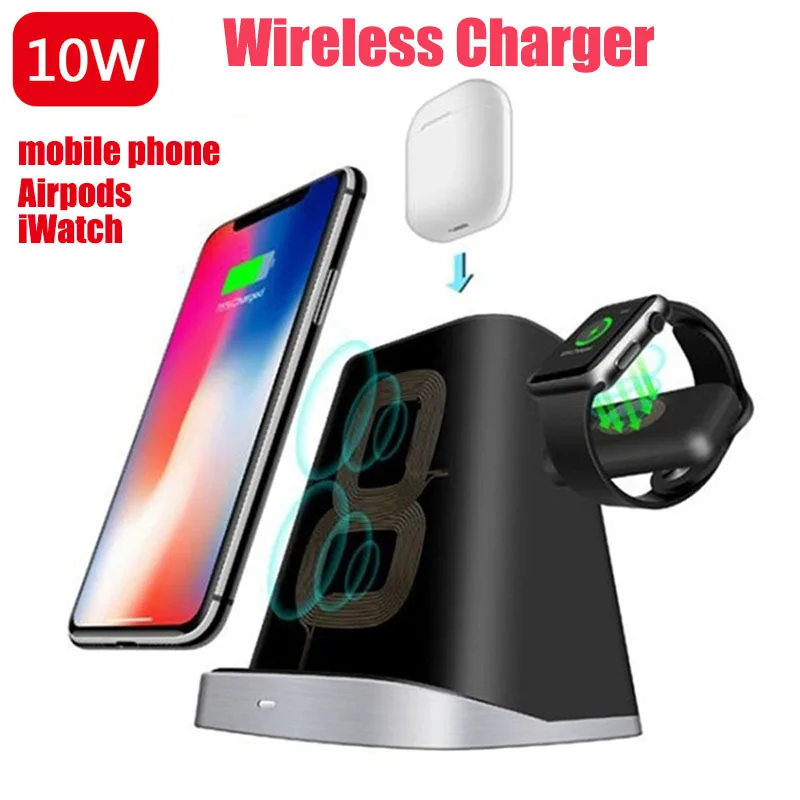 

Wireless Charger for iPhone X XS Max 10W Wireless Charging for Apple Watch Airpods USB Qi Charger Pad for Samsung S10 S9 S8 2019