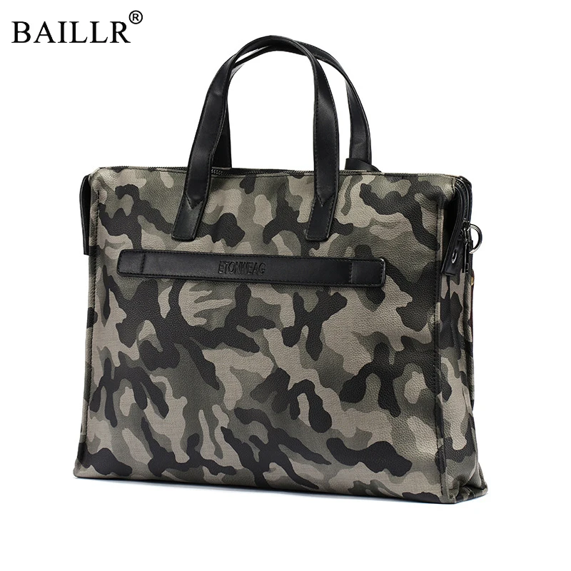 

New Trend Good Quality Office Bags For Men Vintage Style Camouflage PU Leather Men Business Bags Briefcase Bag Office Totes Men