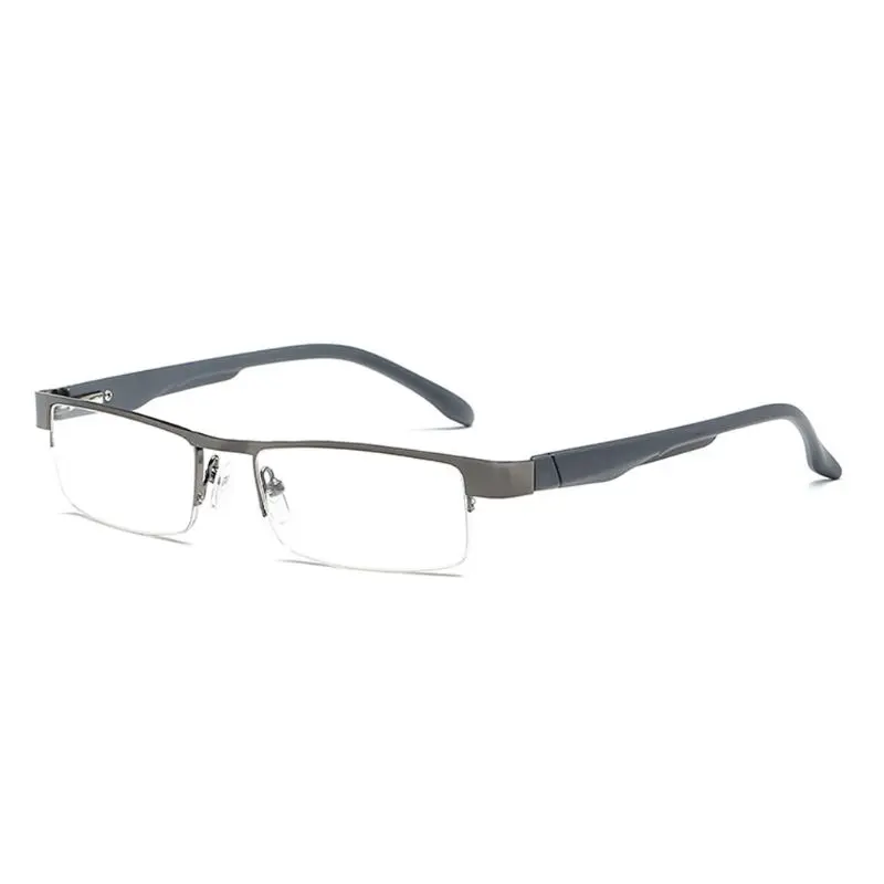 1 шт унисекс очки для чтения пресбиопические очки половина рама+ 1,00 1,50 2,00 2,50 3,00 3,50 4,00 диоптрии - Цвет оправы: Серый