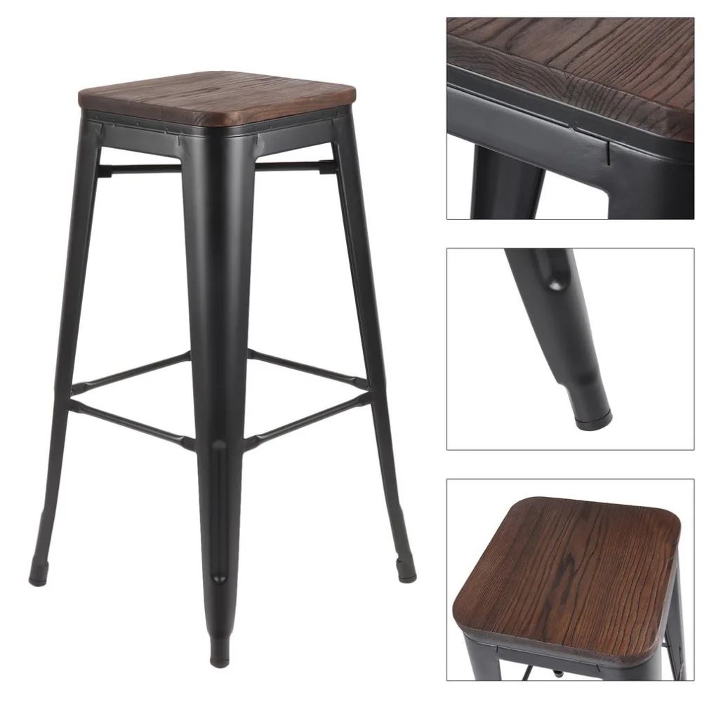 Newest 4pcs Comfortable Industrial Bar Versatile Stool Seat Breakfast Kitchen Bistro Cafe Classic Chair Home Furniture