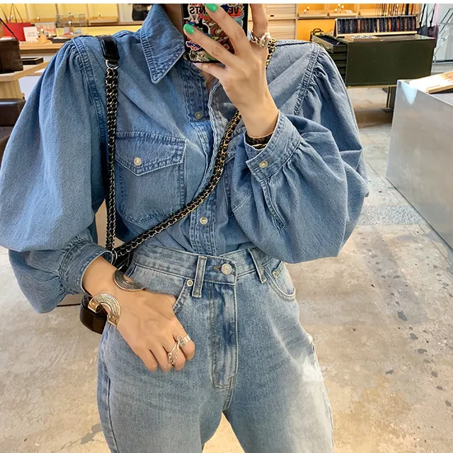 YingYuanFang модная новая леопардовая шифоновая Свободная джинсовая рубашка с длинными рукавами