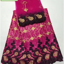 Базен riche getzner парча ткань Африканская хлопчатобумажная морская парча кружева с вышивкой тюль кружева ткань 5+ 2 ярдов/партия