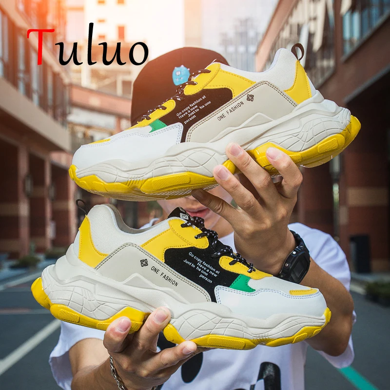 

TULUO Vintage Running Shoes Men Outdoor Trainers Height Increasing Harajuku Thick Bottom Sneakers Male Walking Jogging Sport