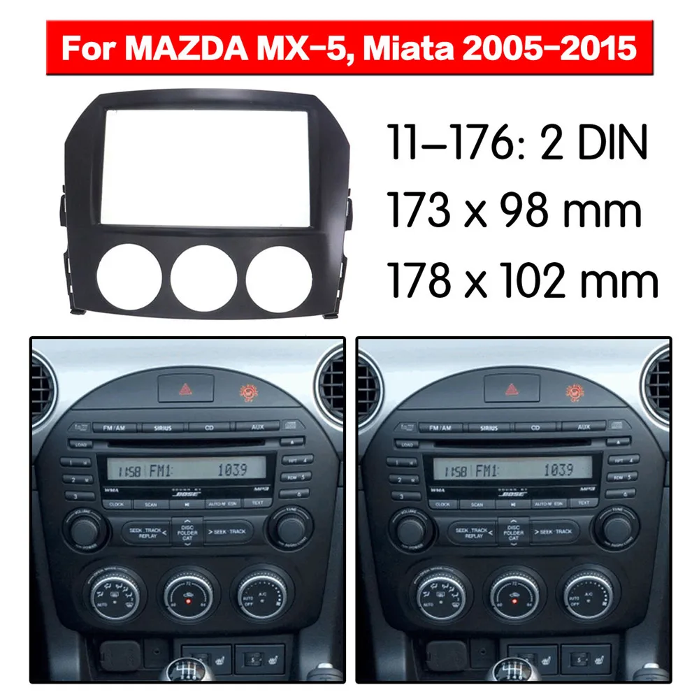 

Car Radio Fascia Multimedia Frame Kit For Mazda MX-5 2005-2015 Radio CD Audio Bezel Facia Panel Trim Dash 2 Din Mount Kit
