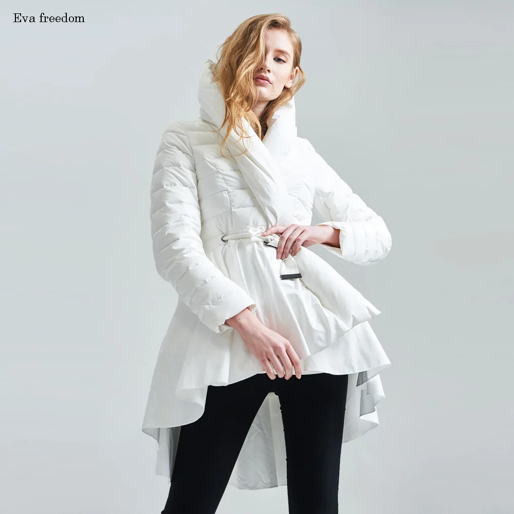 Высокое качество зимнее высококачественное Брендовое итальянское модное дизайнерское женское асимметричное длинное пуховое пальто с юбкой и подолом