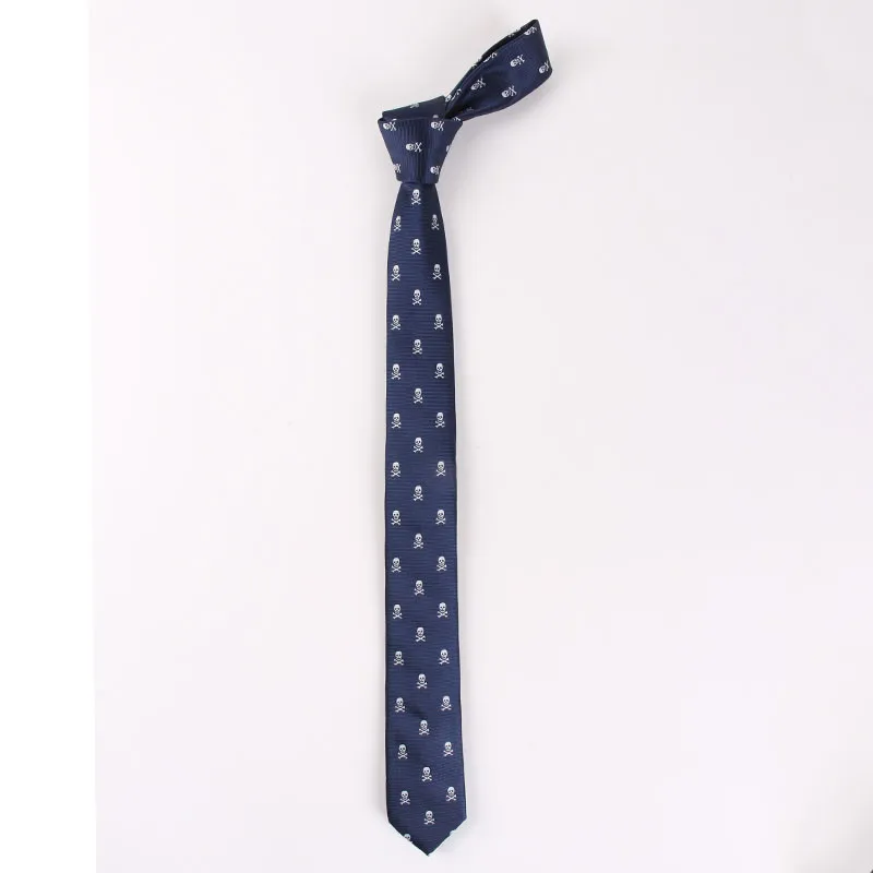 Mantieqingway модные свадебные Галстуки для Для мужчин Slim 5 см полиэстер галстук-бабочка галстук бренд Повседневное Череп велосипед узор синий