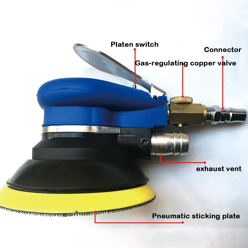 

5 Inch Non-vacuum Matte Surface Circular Pneumatic Sandpaper Random Orbital Air Sander Polished Grinding Machine Hand Tools NEW