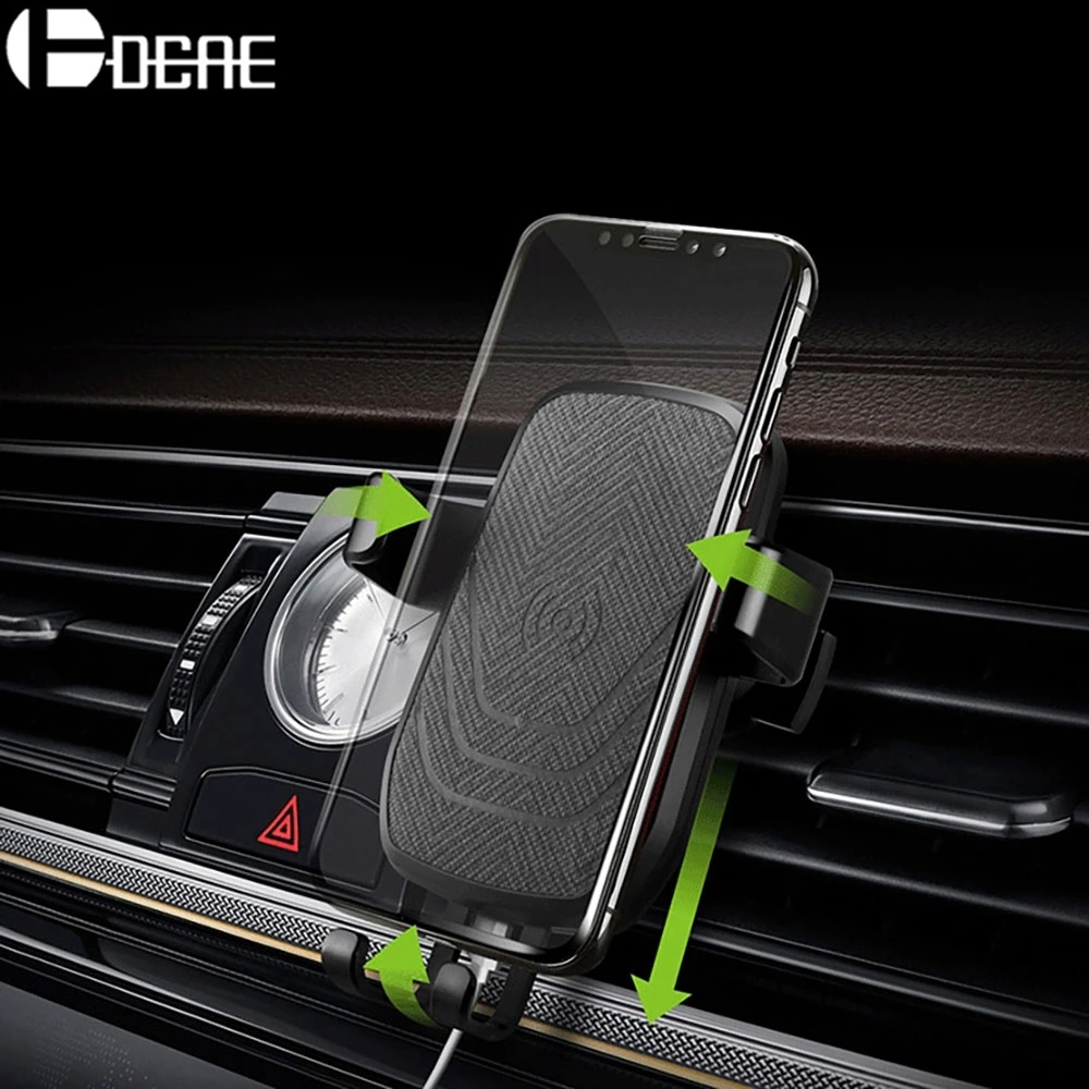 

DCAE Qi Wireless Car Charger Stand for iPhone XS MAX XR X 8 Samsung S9 S8 S7 Fast Charging Pad 10W Quick Car Mount Phone Holder
