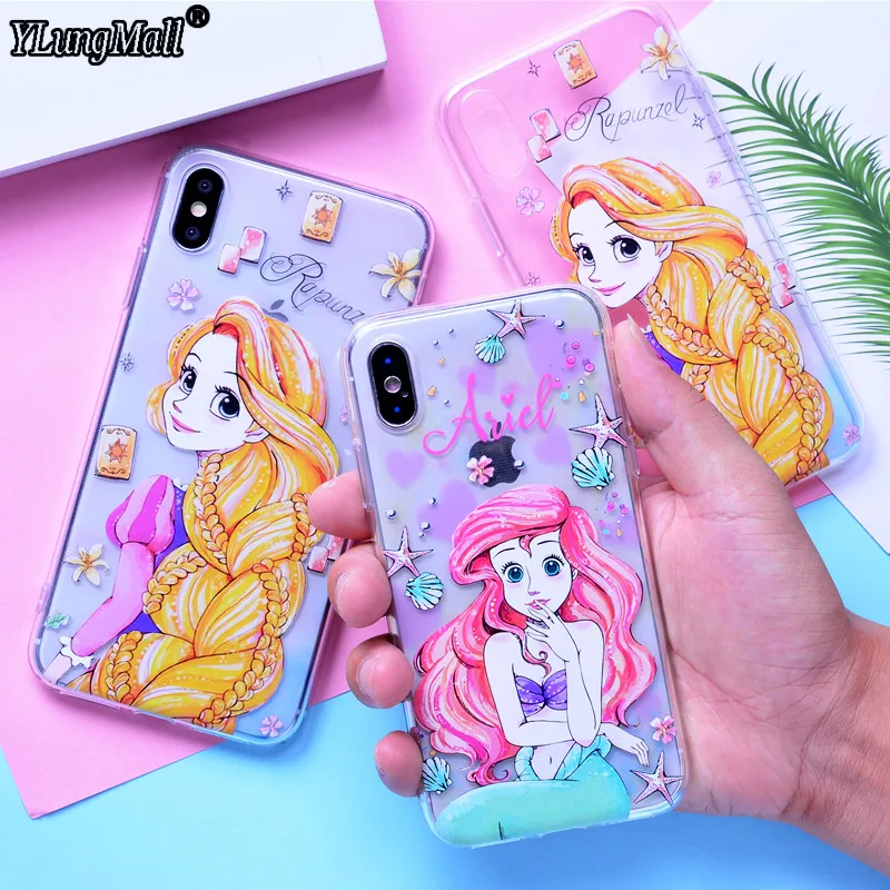 

Luxury Soft TPU Case for iPhone Xs Max Case Ariel Rapunzel Princess Fundas for iPhone X Xr Case iPhone 7 8 6 6s Plus Mickey Case