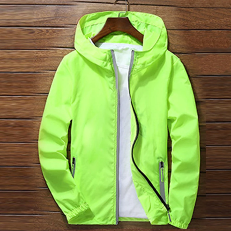Oversize Men Windproof Cycling Jackets Male Male's Zip Thin Coat 2018 Autumn Sport Outdoor Hooded Waterproof Jackets Sportwear