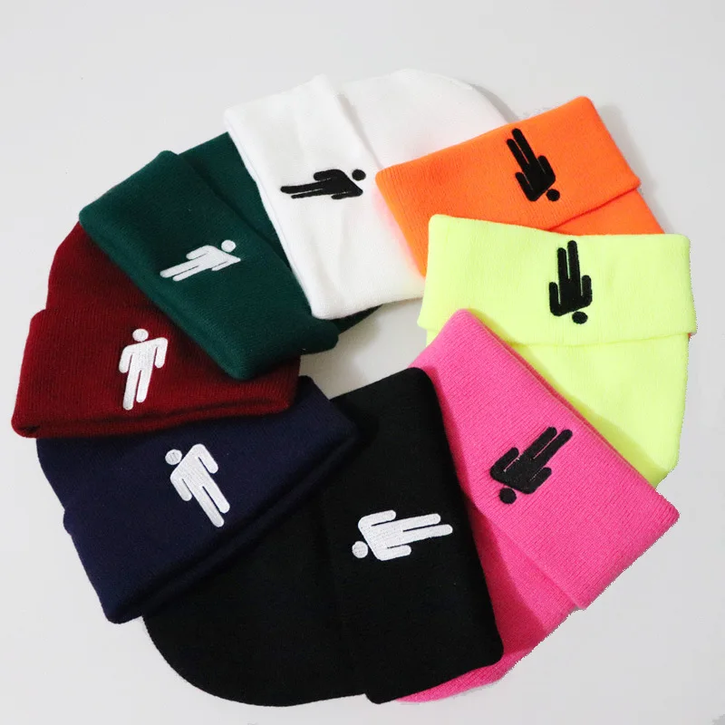 Billie Eilish Beanie 11 цветов вязаное, тёплое, зимнее, однотонное, хип-хоп трикотажный свитер шляпа капот костюм капитана аксессуар подарки