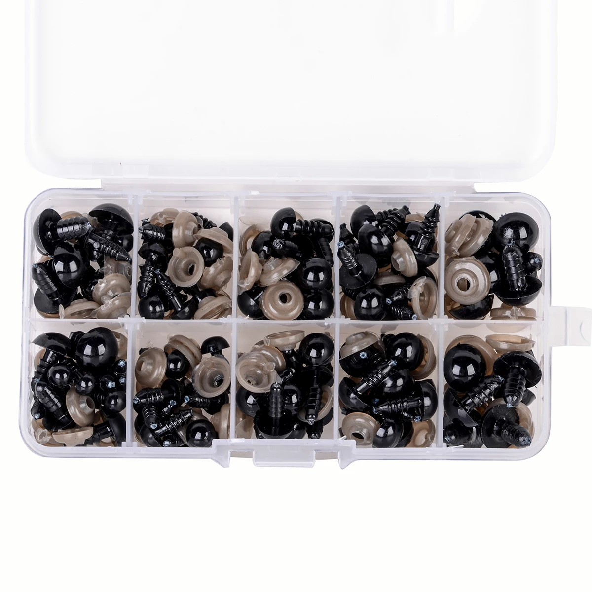 Practical DIY Doll Eye 100pcs Black Plastic Safety Eyes for Teddy Animal Plush Puppet Crafts 6/8/9/10/12mm