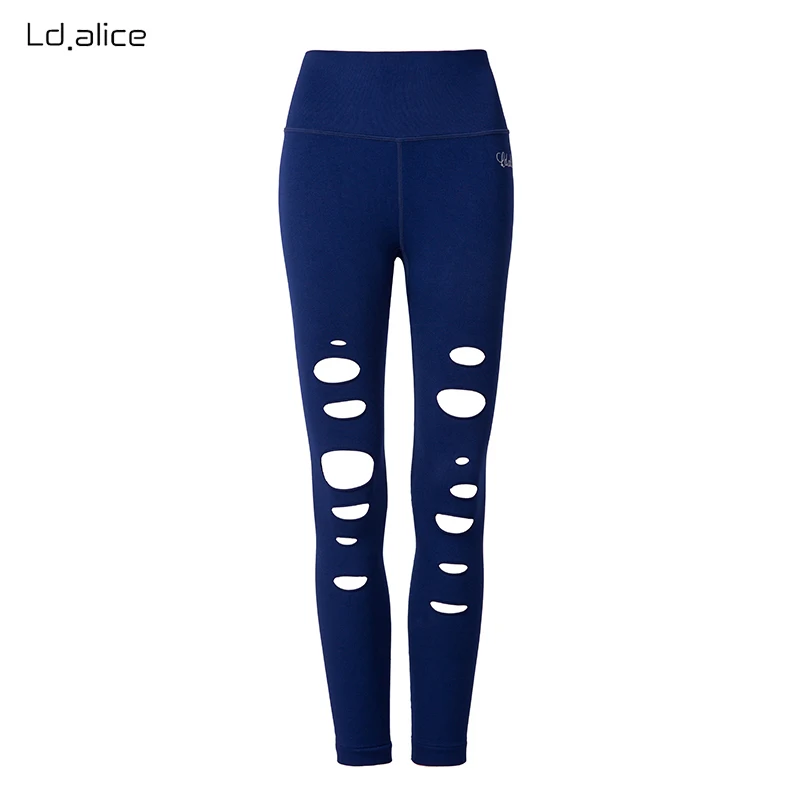 

New Women's Hole Skinny Yoga Pants High Waist Elasticity Sexy Fitness Leggings For Girls Outdoor Running Workout Sport Clothes
