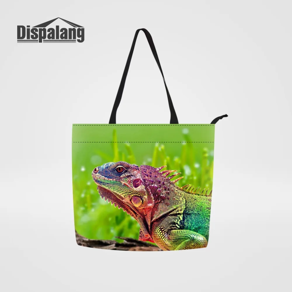 

Dispalang Lizard Animal Printing Women Grocery Shopping Bag Lady New Portable Handbag High Quality Cotton Reusable Eco Bags Tote