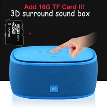 K3 Mini Bluetooth subwoofer support MP3 TF Card USB portable audio playback music mobile phone subwoofer+16GTF Card