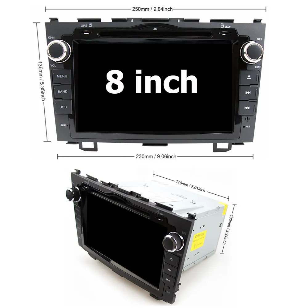 Excellent Eunavi 8‘’ DSP TDA7851 Android 9.1 2 Din Car DVD Player Radio GPS For Honda CRV Cr-v 2006-2011 Head Unit Stereo touch screen bt 2