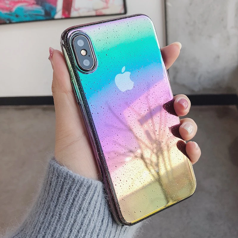 Lovebay Phone Case For iPhone X XR XS Max 8 7 6 6s Plus Funny Water Drop Cover Colorful Gradient Rainbow Cases For iPhone X