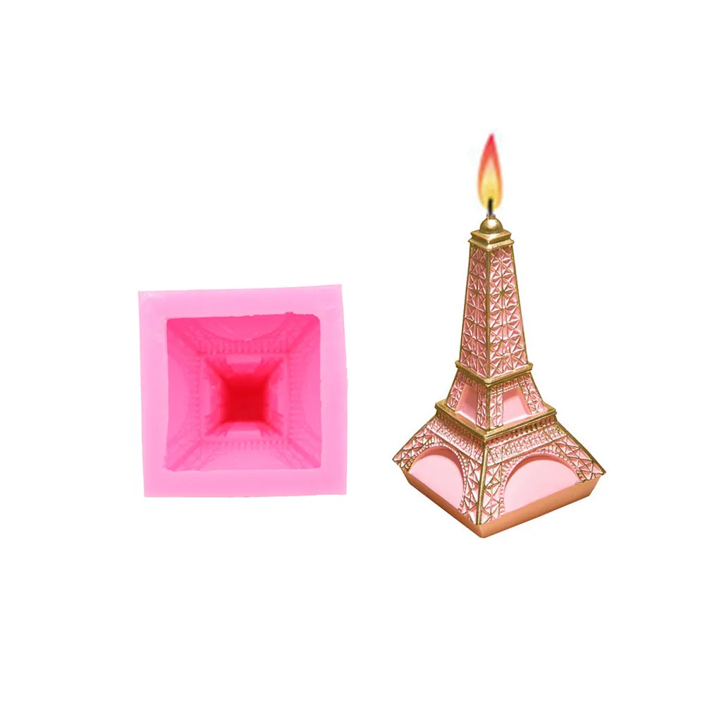 스테레오 에펠 탑 설탕 케이크 실리콘 금형 수제 초콜릿 촛불 공예 금형 케이크 디저트 장식 금형 베이킹 가제트