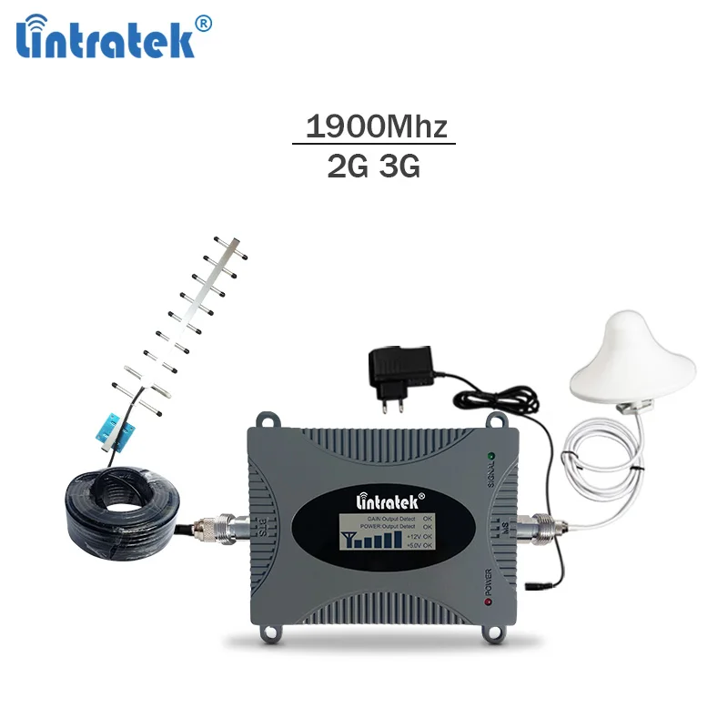 

Lintratek celular gsm umts repeater 1900Mhz 2g 3g signal booster PCS band2 1900 mobile phone signal amplifier mini full kit #8.7