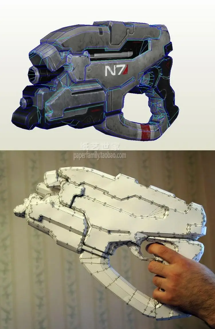 Mass Effect 3 N7 Eagle Pistol 1 1 Scale Paper Model 3D Handmade DIY Children Toy