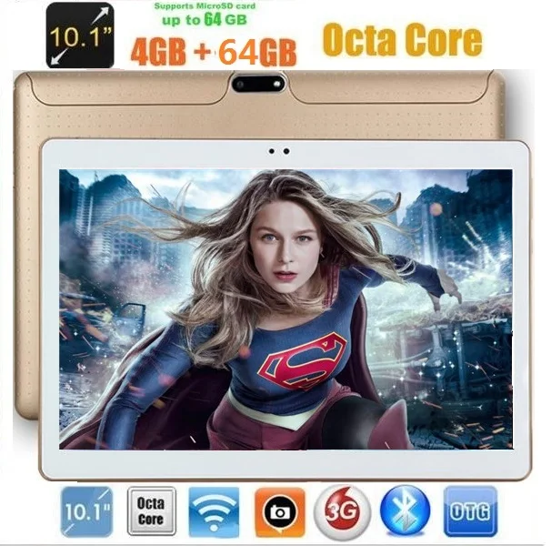 2018 10 inch Tablet PC Octa Core 4GB RAM 64GB ROM HD dual cameras 1280X800 IPS 3G WCDMA Android 7.0 GPS Phone Call | Компьютеры и офис