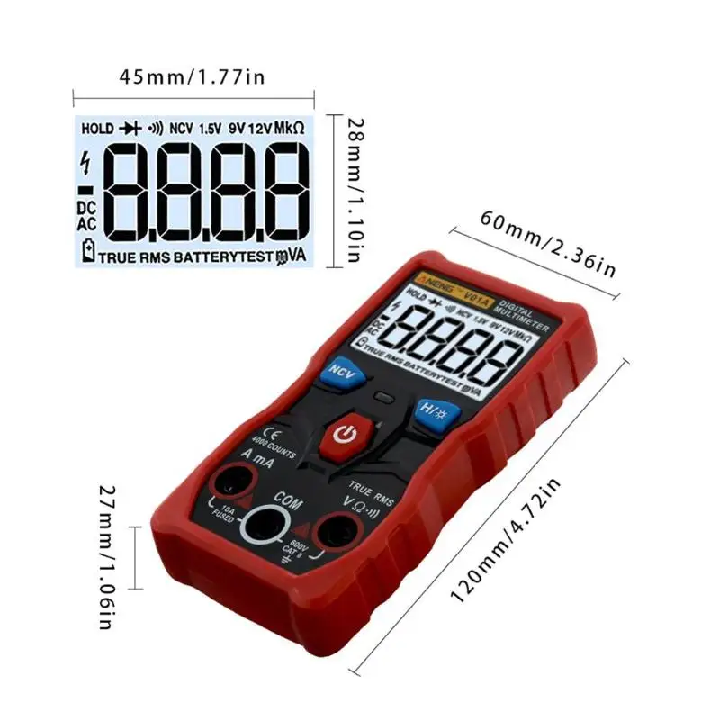 V01A ANENG Цифровой мультиметр True RMS умный полностью Автоматический диапазон ЖК-дисплей Aneng дисплей мультиметр тестер с функцией НТС подсветка