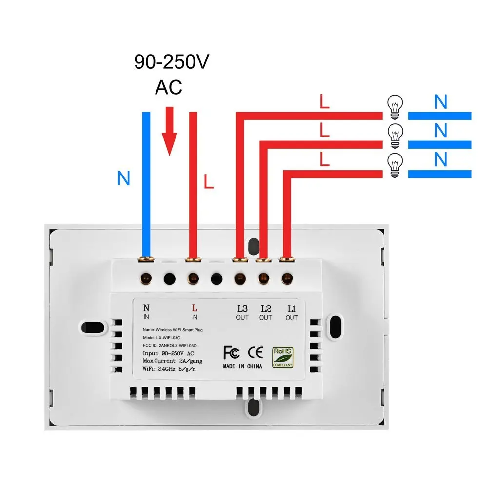 

HOT-WIFI Light Switch Smart In-wall Voice Control Touch Control and APP Remote Control Timing Function Compatible with Amazon