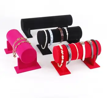

Balck or hot pink Velvet Hair Band Headband Holder Retail Necklace Display Stand Rack11x50cm