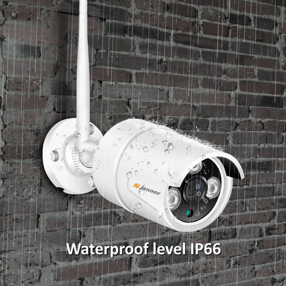 Câmera de Segurança de Vigilância de Vídeo ao ar Livre à Prova de Intempéries Gravação de Áudio Jennov Câmera Wi-fi Embutido Cartão sd Cctv 1080 p hd 2mp ip 12 Jennov hd 2mp câmera ip wi fi