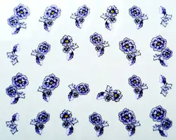 Переноса воды Дизайн ногтей Наклейки наклейка элегантные милые фиолетовые цветы пиона Дизайн Французский маникюр декоративные