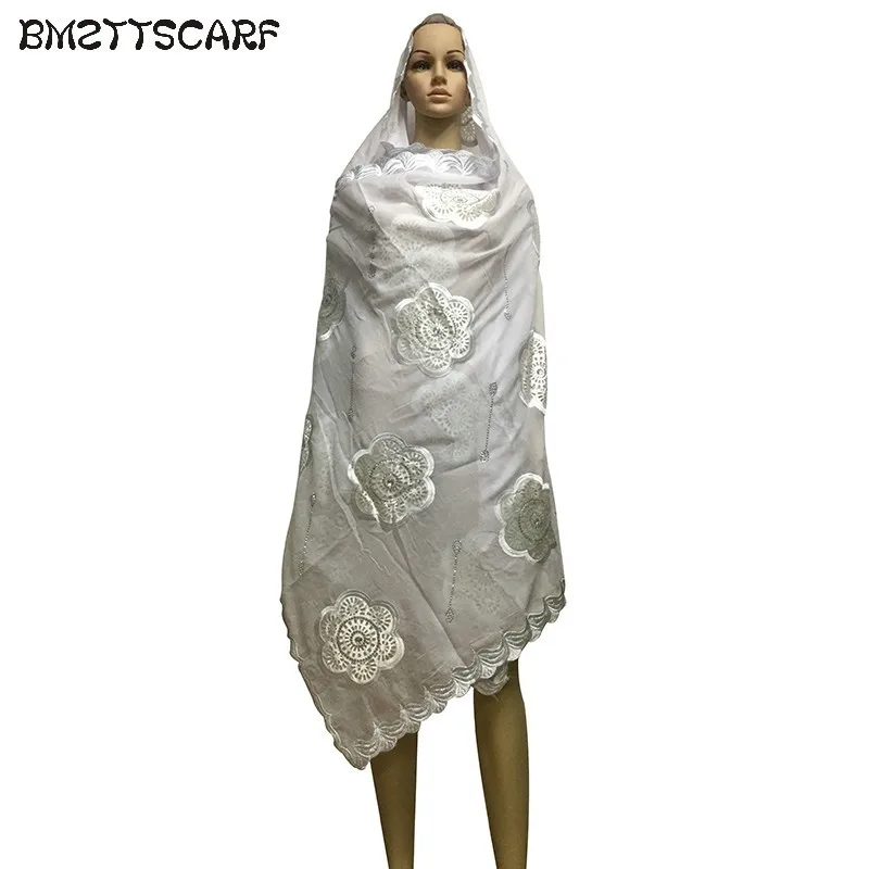 Новые мусульманские африканские шарфы., мусульманская вышивка женский большой хлопковый шарф с большими камнями fos Шали Обертывания BM485 - Цвет: Color 1