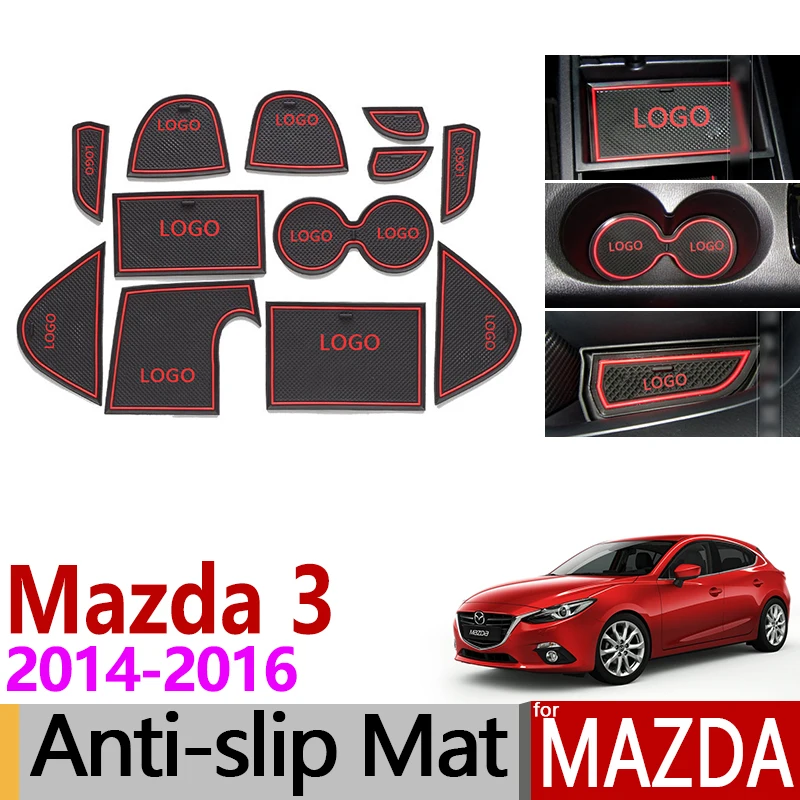 Cena Antypoślizgowa brama gniazdo mata gumowa podstawka dla Mazda 3 Axela BM 2014 2015 2016 MK3 wstępnie Facelift akcesoria naklejki samochodowe 12 sztuk zestaw