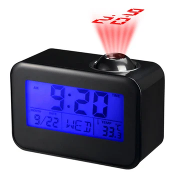 

LCD Display Alarm Clock Voice Control Ceiling Projection With Temperature Date Calendar Support Alarm Snooze Integral Function