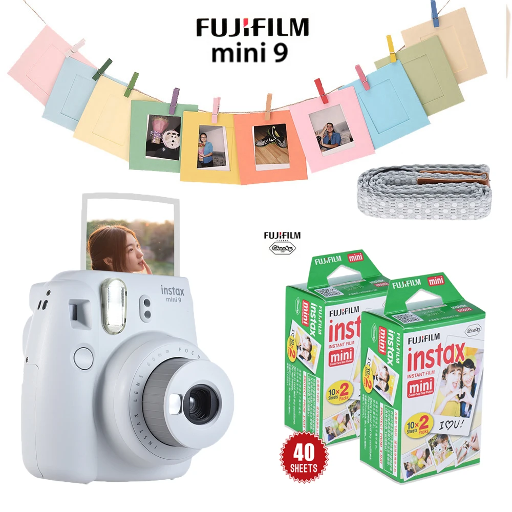 

Hot Sale Fujifilm Instax Mini 9 Camera Kit Set Film Camera Photo Instant Camera With 40 * Film + Photo Frame + Clip + String