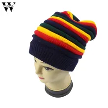 Для женщин семь цветов в полоску кучи Кепки вязаная шерстяная шапка осень-зима кучи ворс Кепки