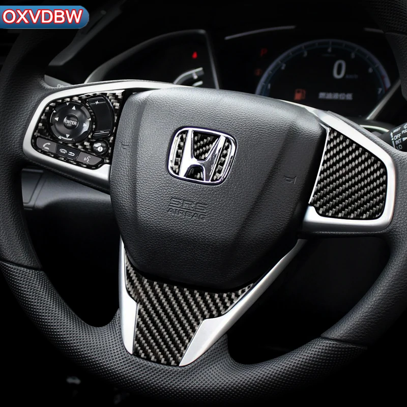 Внутренняя Автомобильная панель на руль эмблема из углеродного волокна Стайлинг