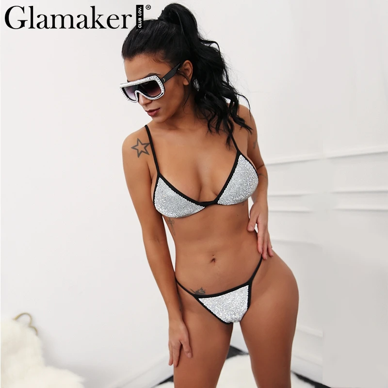 Glamaker роскошь бурения сексуальное боди Женский костюм из двух предметов Летний