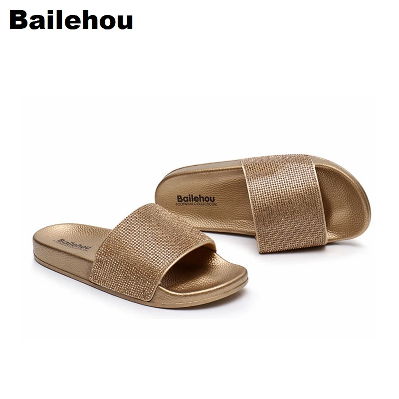 womens diamante sliders