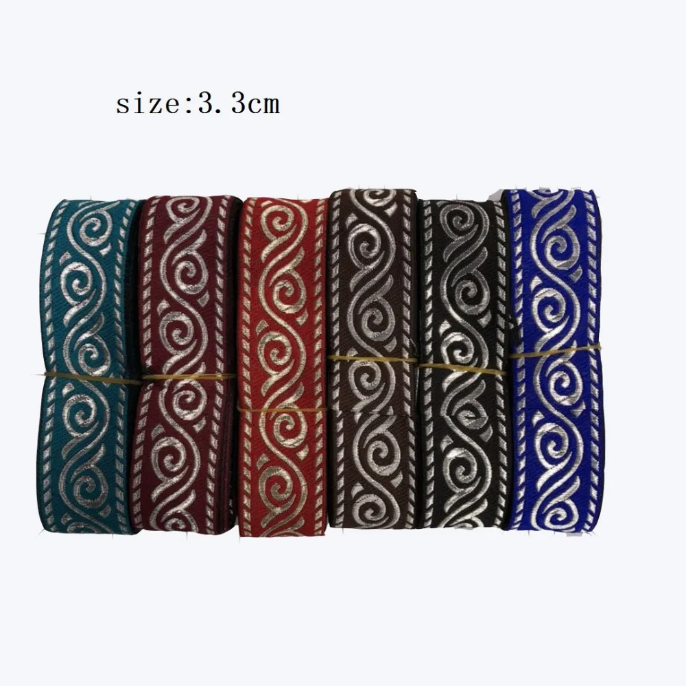 

10yards/lots Woven Jacquard Ribbon Trims geometric pattern for curtain and clothing accessory size 3cm LS-2671