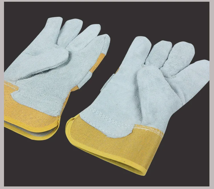 Двухслойные кожаные сварочные перчатки, толстые износостойкие сварочные перчатки с высокой температурой, анти-обжимные защитные перчатки для мужчин и женщин