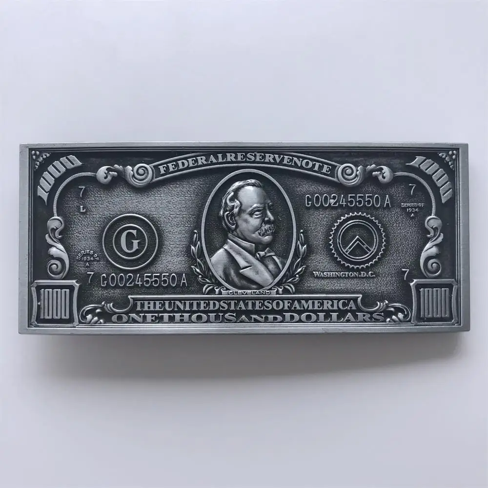 

New Jeansfriend Vintage Real Size 1000 Dollar Bill Money Belt Buckle Gurtelschnalle Boucle de ceinture