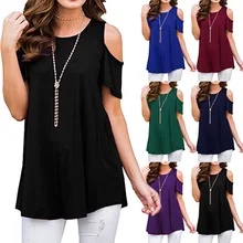 2019 Summer Women Tshirt Tops Tee Shirt Femme Casual Short Sleeve O Neck T-shirt Solid Cold Off Shoulder Top T Shirt 2019 Summer Women Tshirt Tops Tee Shirt Femme Casual Short Sleeve O Neck T-shirt Solid Cold Off Shoulder Top T Shirt