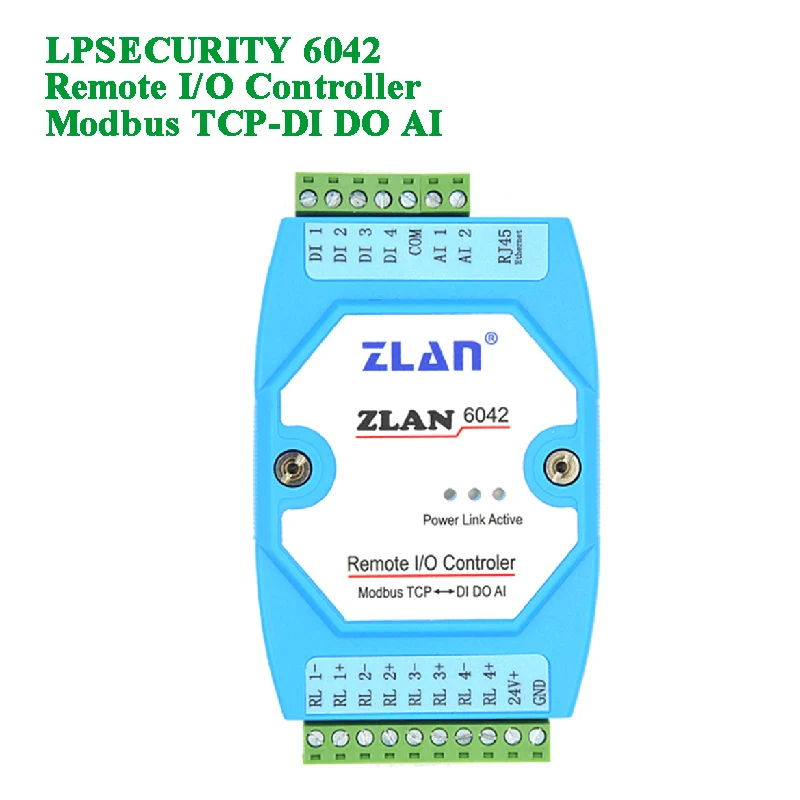 Удаленный ethernet I/O контроллер передачи Ethernet Modbus TCP к RTU DI DO AI цифровой вход выход аналоговый коммутатор ZLAN6042