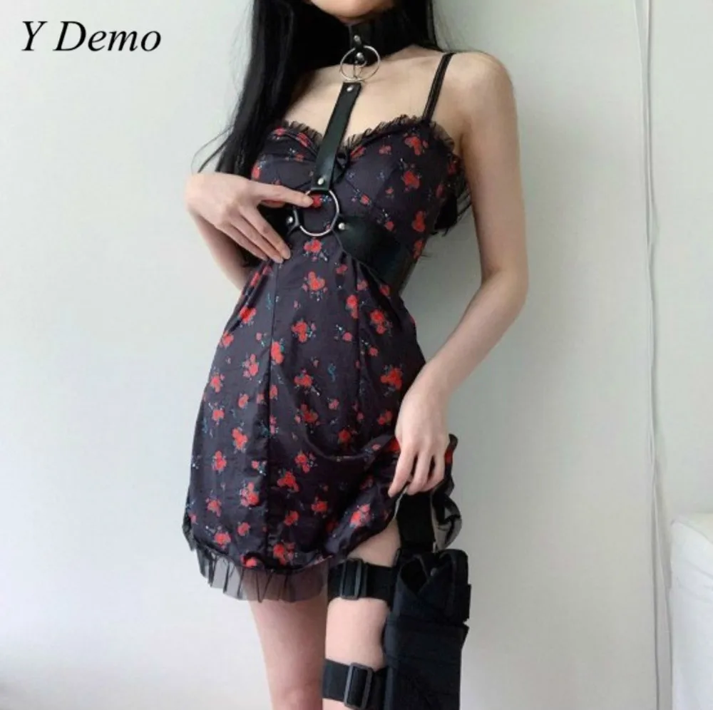 

Cute Summer Floral Sleeve Dress Sexy Women V-neck Spaghetti Strap Mini Dress