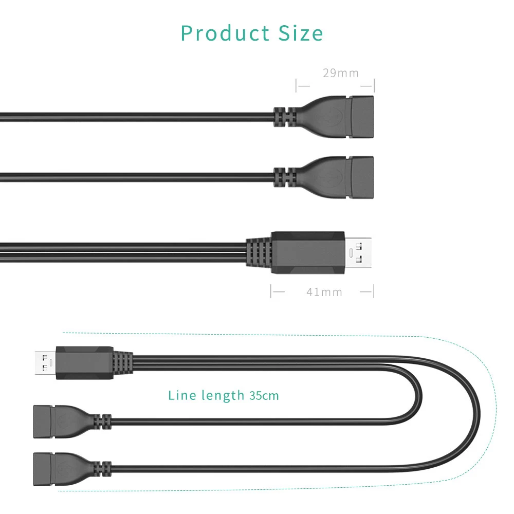 USB 2,0 кабель-удлинитель Мужской до 2 Женский USB2.0 кабель для зарядки и передачи данных кабель-удлинитель для компьютера телефона жесткий диск