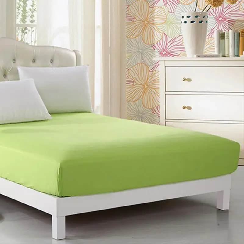 Однотонная простыня, простыня на резинке, простыня на кровать, простыня на матрас - Цвет: Green