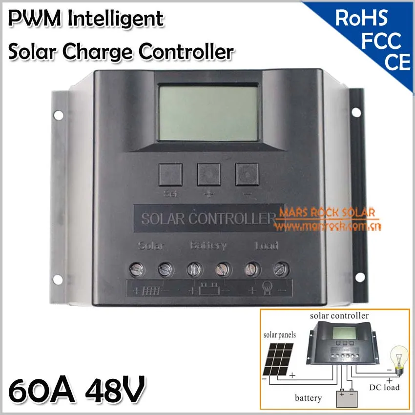 

PWM Solar Controller 60A 48V, Intelligent Solar Charge Controller 60A with LED Display, 48V 60A Solar System Regulator, CE RoHS