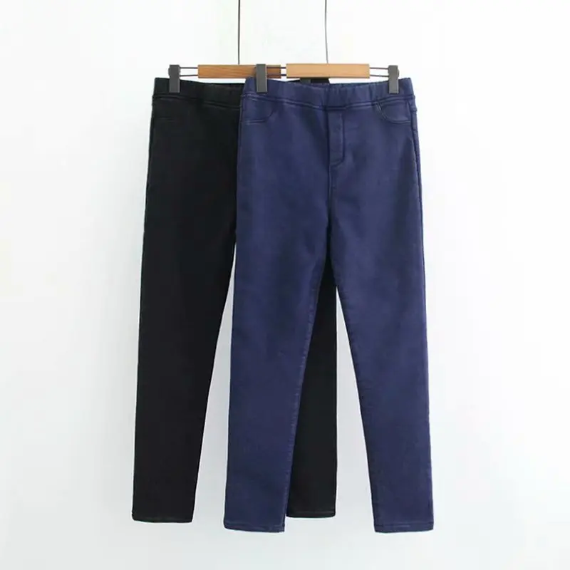 

Plus Size Casual Jeans Winter Women Clothing Fashion Stretch Plus velvet thick warm SNOW Denim Pencil Pants T55-6164