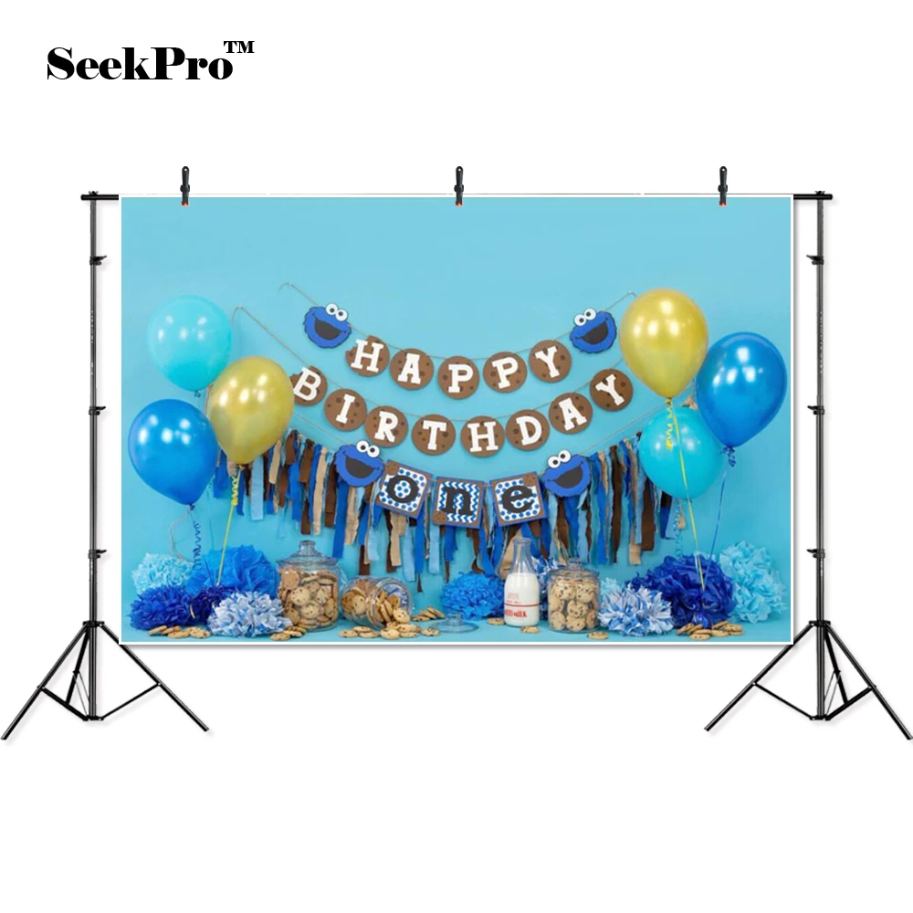 Seekpro Balloons Cookies Children Kids Birthday Banner Photo
