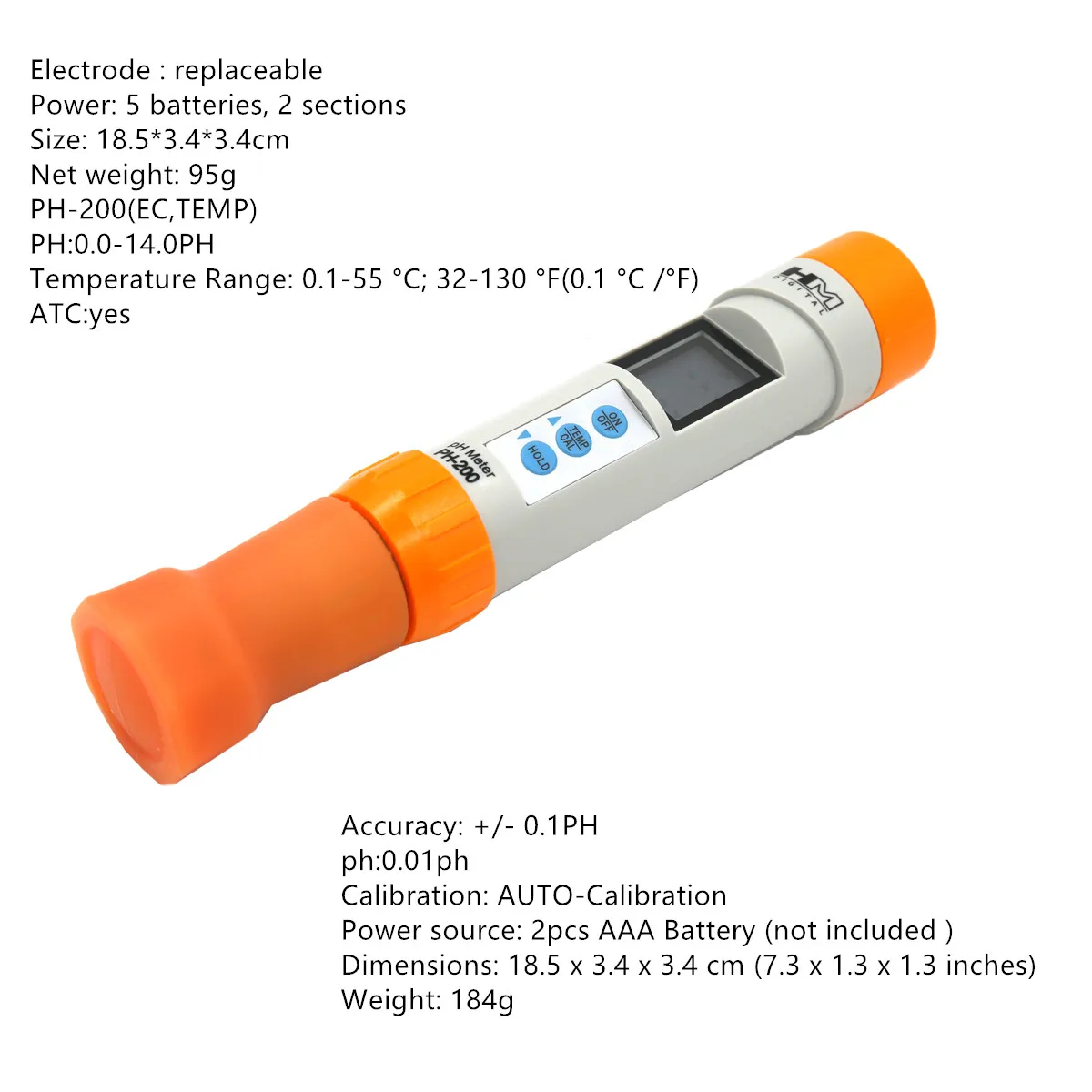 HM Digital - Testeur pH 200 (waterproof) , ph metre